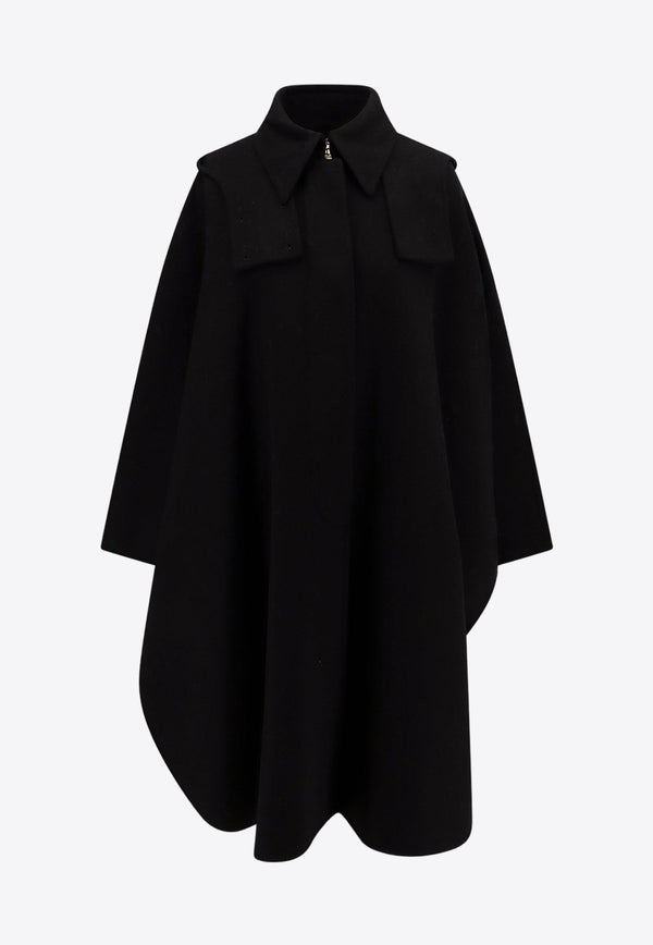Hooded Cashmere and Wool Cape Coat