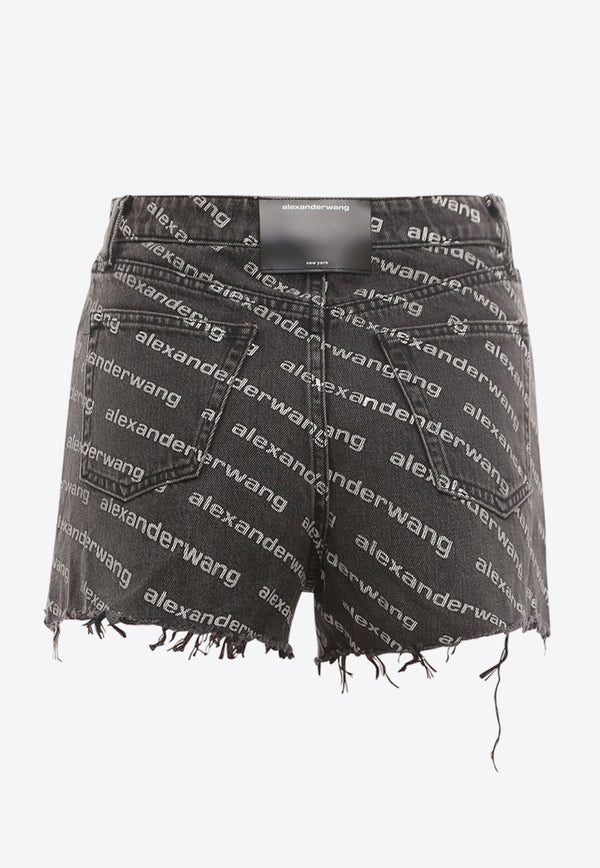 Bite Logo Print Denim Shorts