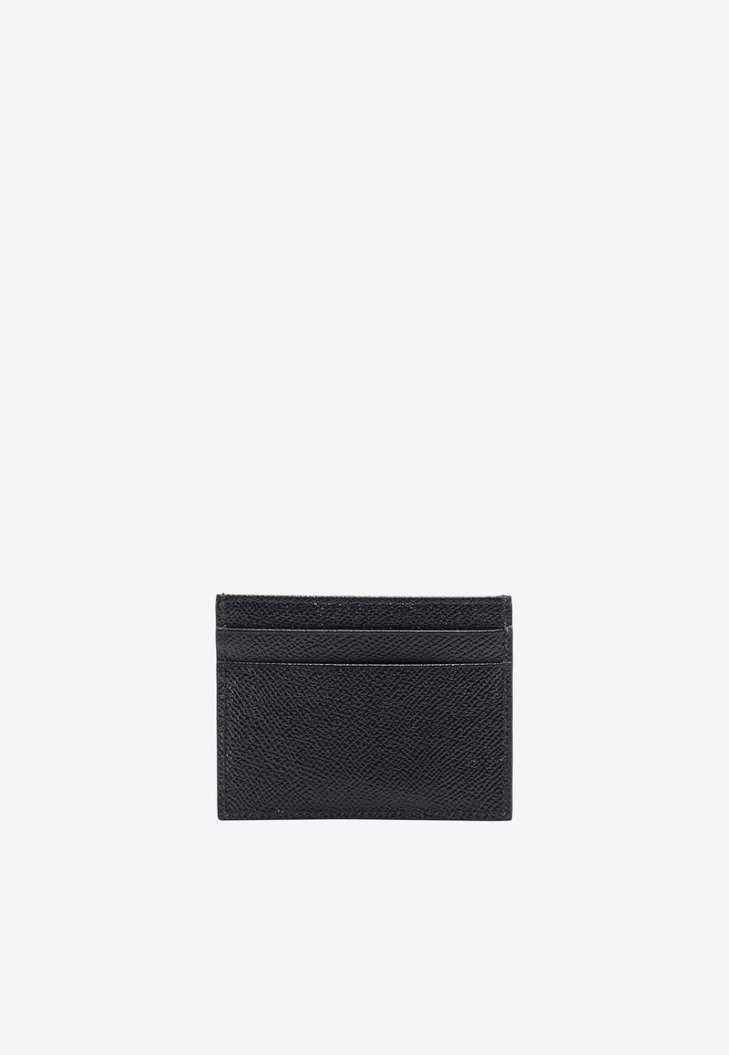 Grained Leather Logo Cardholder