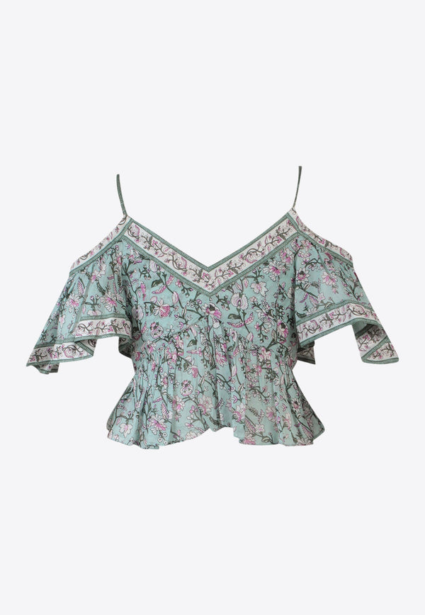 Gurava Cold-Shoulder Floral Cropped Top