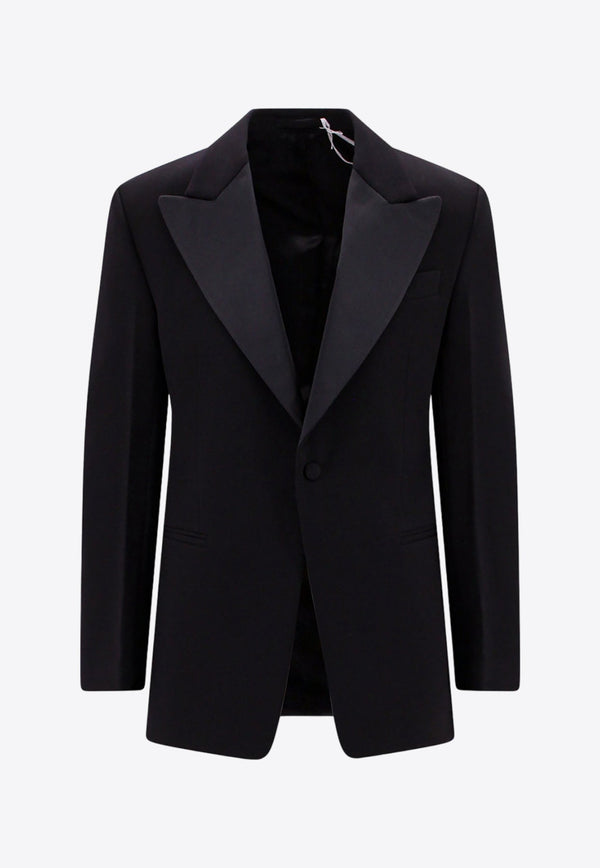 Single-Breasted Wool Tuxedo Blazer