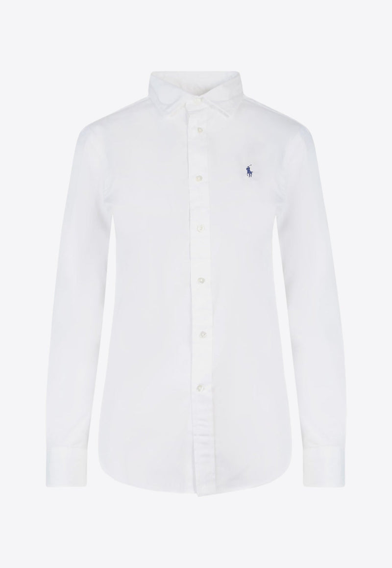 Logo Embroidered Long-Sleeved Shirt