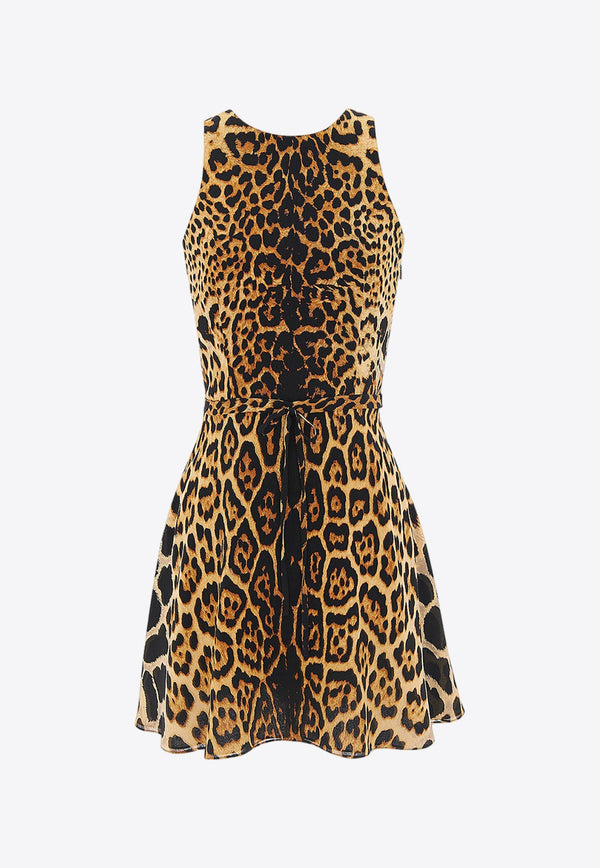 Leopard Print Mini Sleeveless Dress