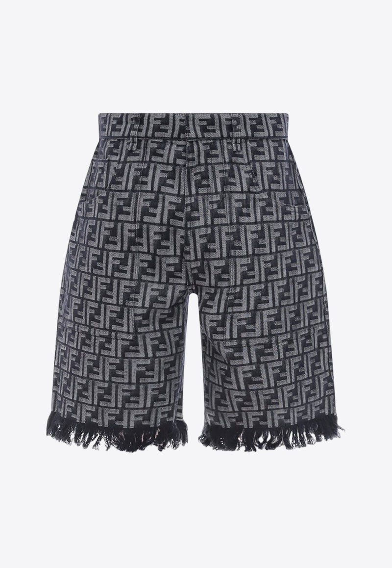 FF Jacquard Frayed Bermuda Shorts