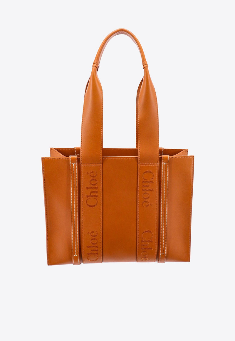 Medium Woody Leather Tote Bag