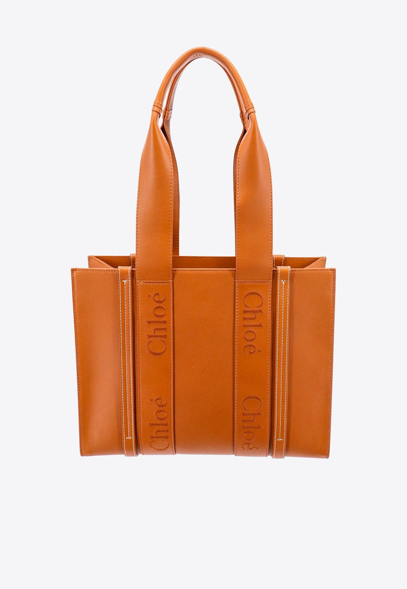 Medium Woody Leather Tote Bag