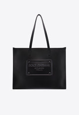 Logo Embossed Leather Tote Bag