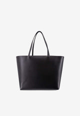 Medium 3D-Effect Logo Leather Tote Bag