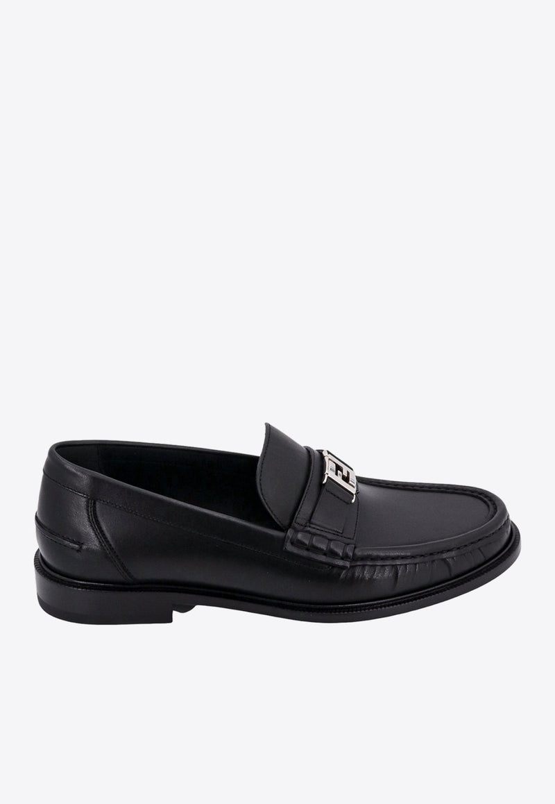 Logo Monogram Leather Loafers