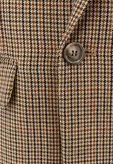 Double-Breasted Houndstooth Wool Blazer