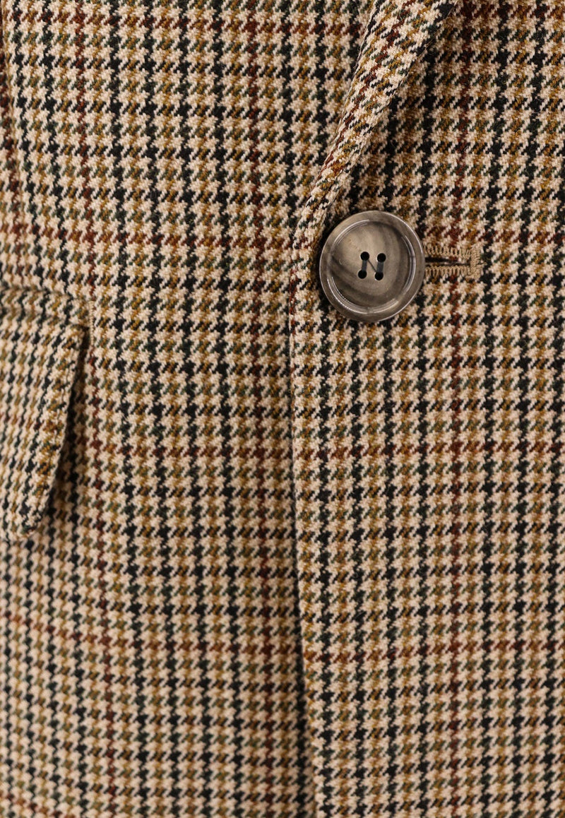 Double-Breasted Houndstooth Wool Blazer