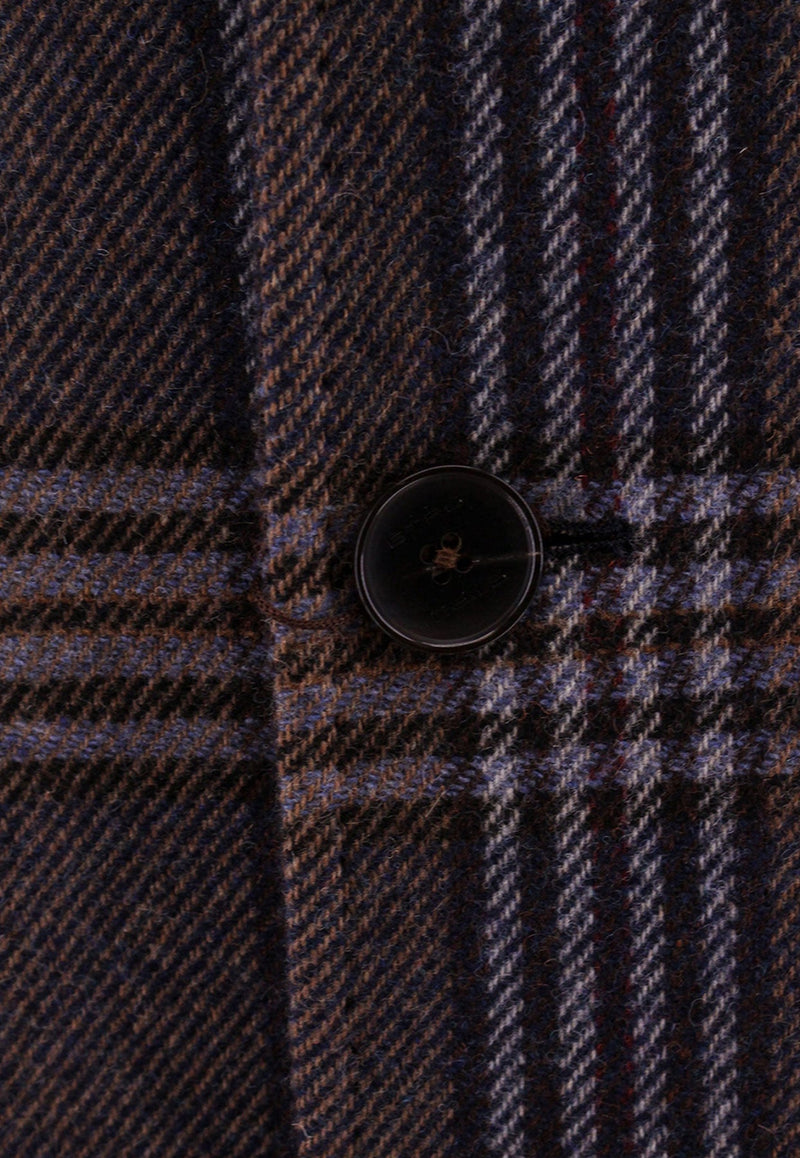 Single-Breasted Check Pattern Coat