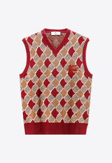 Argyle Check Logo Vest in Wool