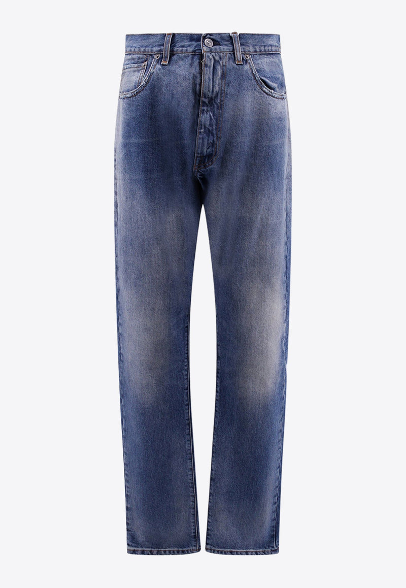 Straight-Leg Faded Jeans