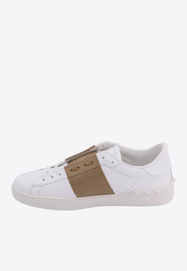 Open Low-Top Leather Sneakers