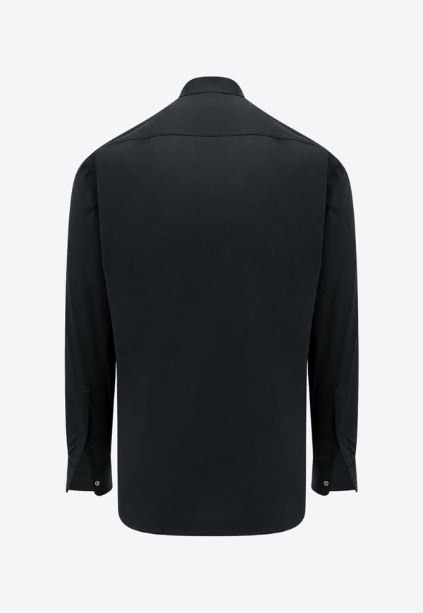 Long-Sleeved Shirt with Band Collar