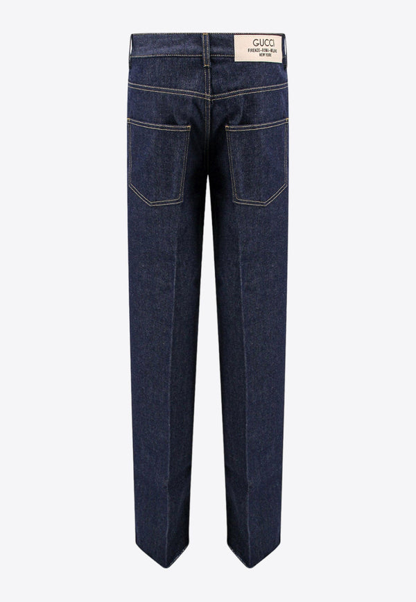 Logo-Patch Straight-Leg Jeans