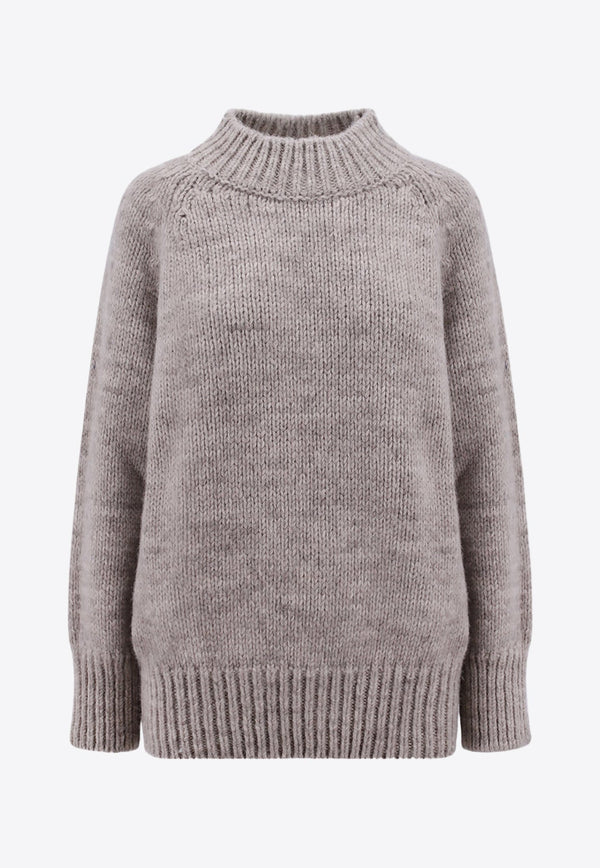 Mock-Neck Knitted Wool Sweater
