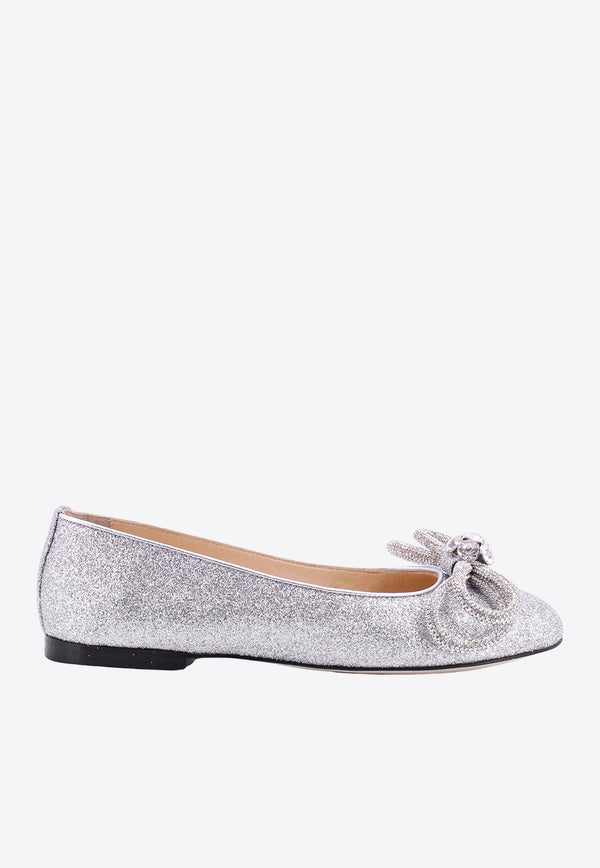 Double Bow Glittered Ballet Flats