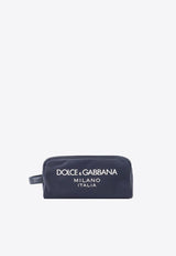 Logo Print Nylon Zip Pouch