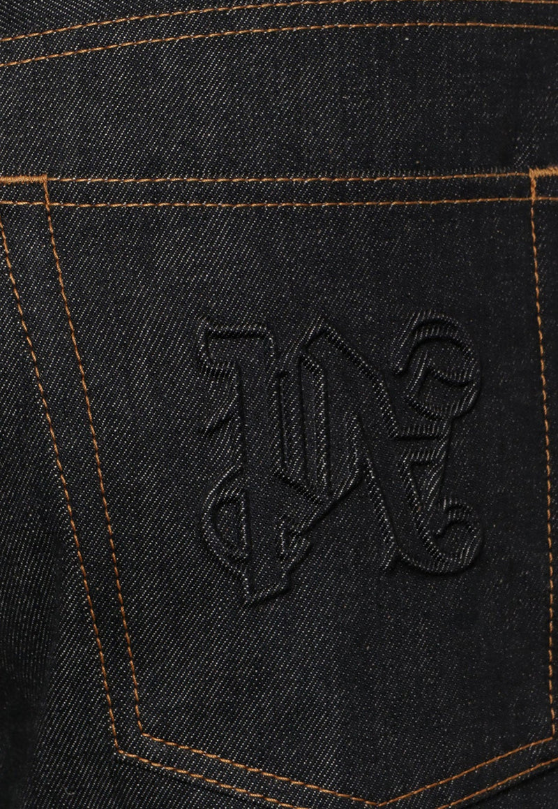 Monogram Embossed Straight-Leg Jeans