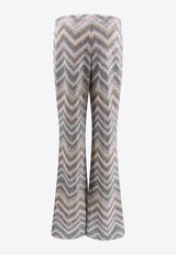 Zigzag Pattern Sequined Flared Pants