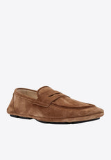 Logo Plaque Suede Loafers