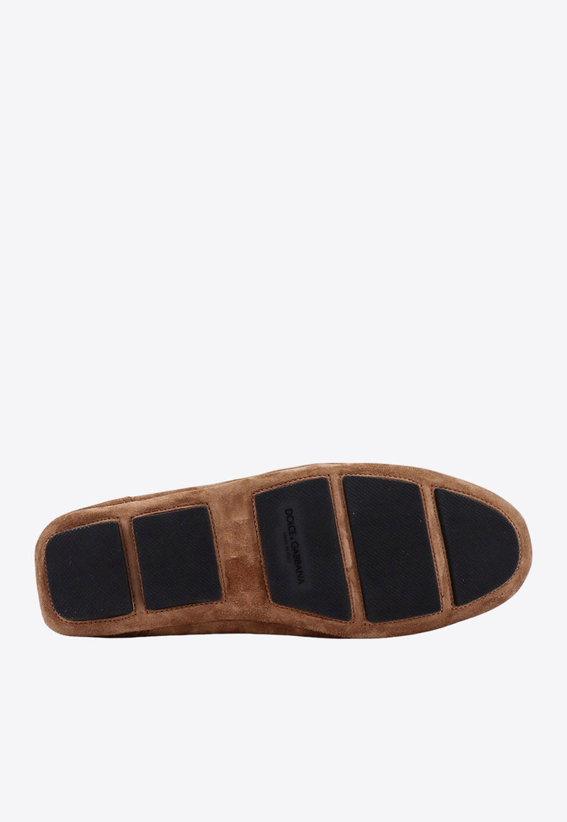 Logo Plaque Suede Loafers