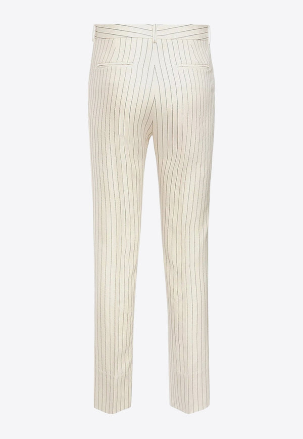 Striped Straight-Leg Pants