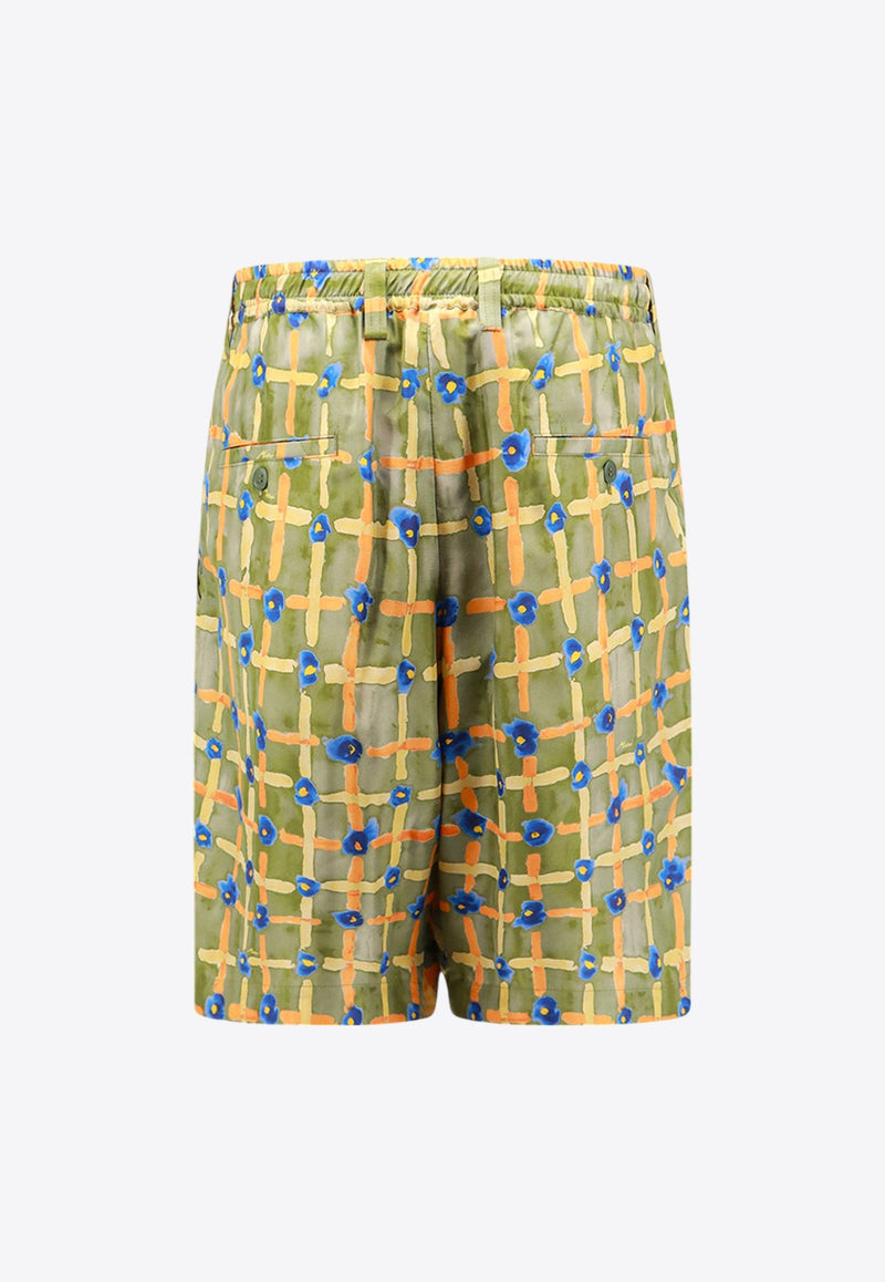 Printed Silk Bermuda Shorts