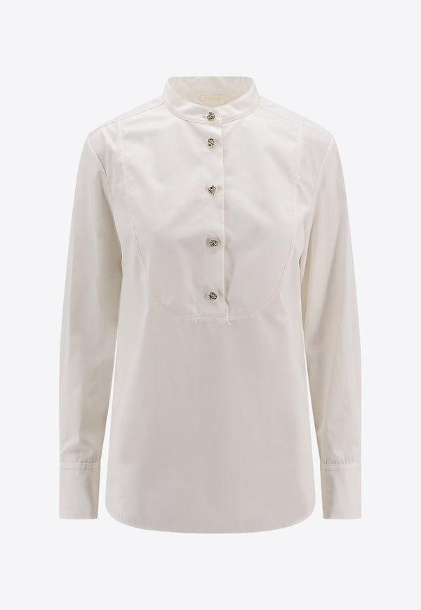 Mandarin Collar Long-sleeved Shirt