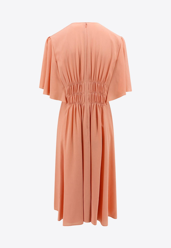 Ruched Silk Knee-Length Dress