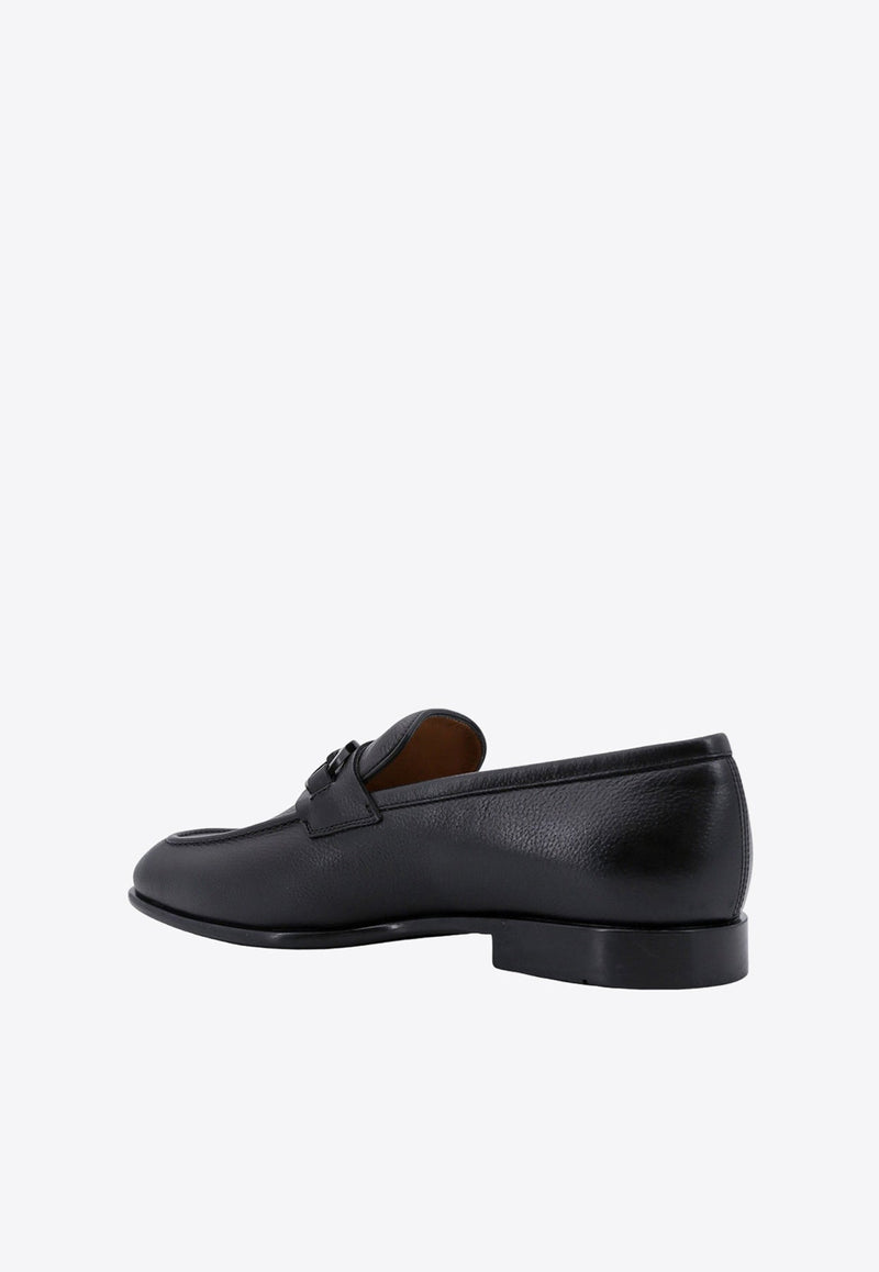 Foster Gancini Loafers in Hammered Leather