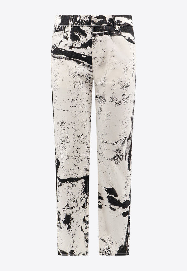 Abstract Print Straight-Leg Jeans