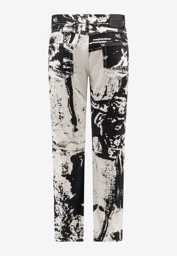 Abstract Print Straight-Leg Jeans