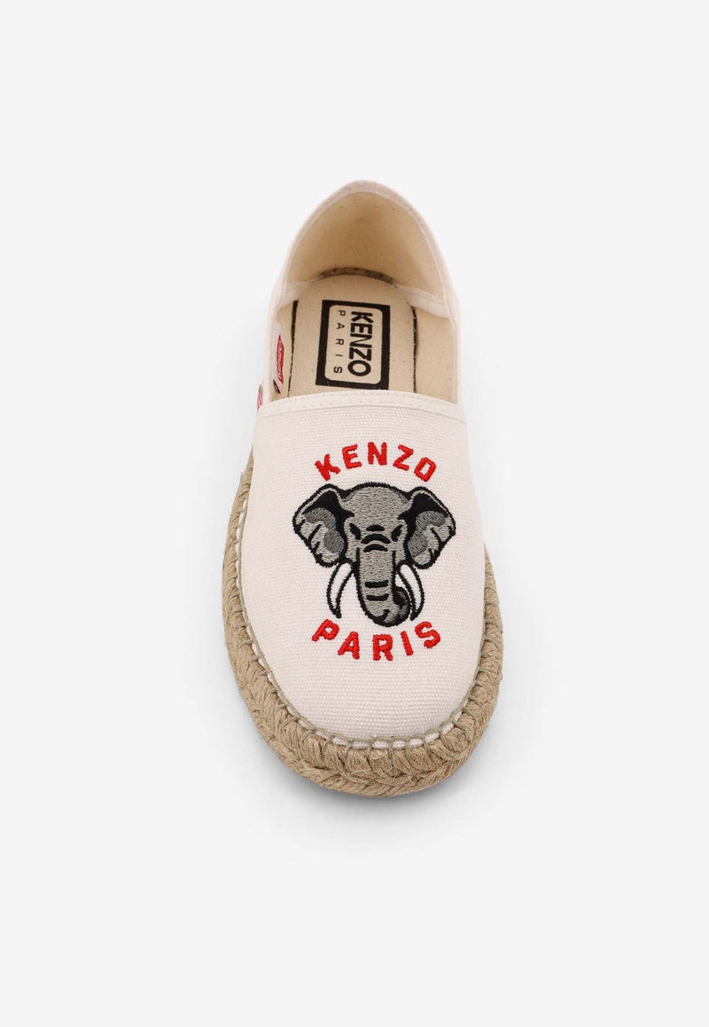 Embroidered Elephant Canvas Espadrilles