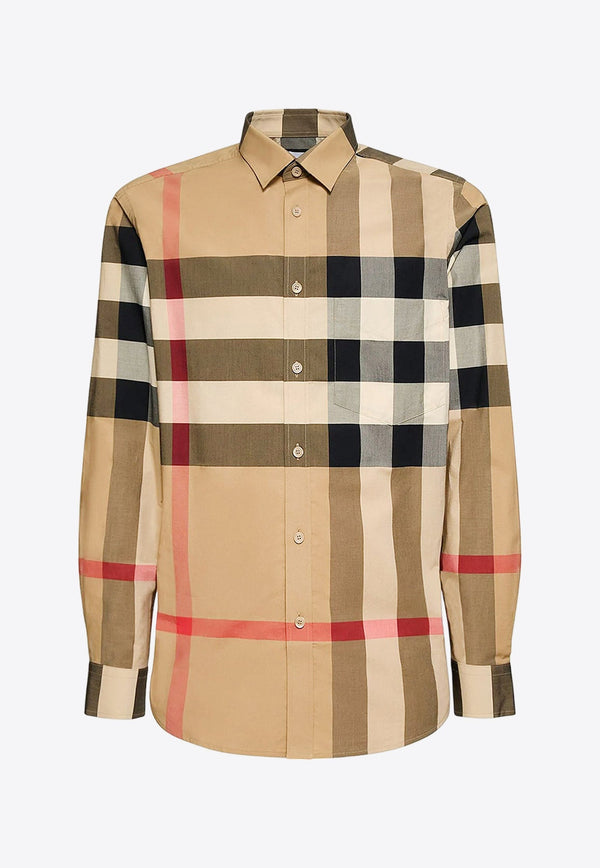 Long-Sleeved Checked Shirt