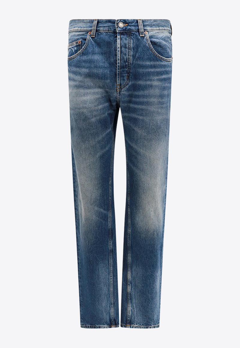 Straight-Leg Washed Jeans