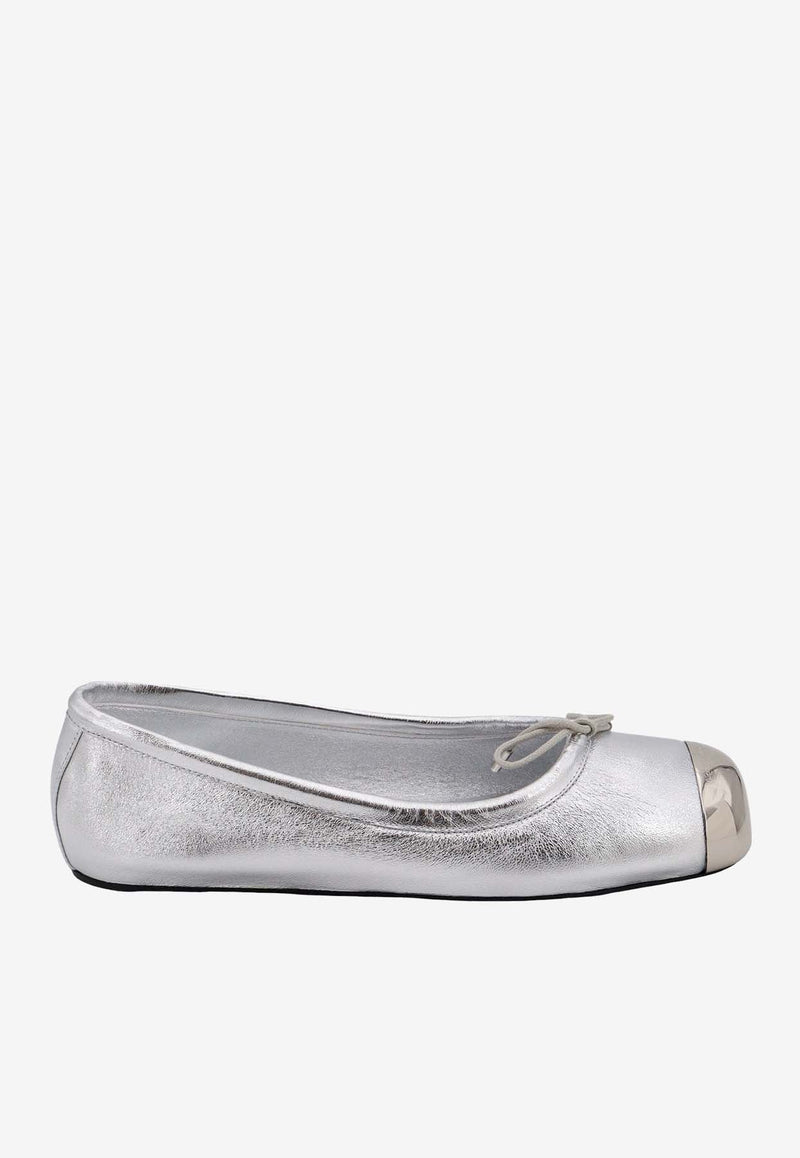 Punk Laminated Leather Ballet Flats