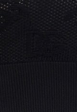 Logo Jacquard Mesh-Stitch Cropped Top