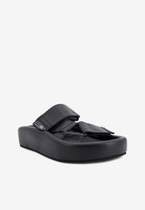 Webbing Leather Flatform Sandals