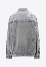 Logo Embroidered Oversized Denim Jacket