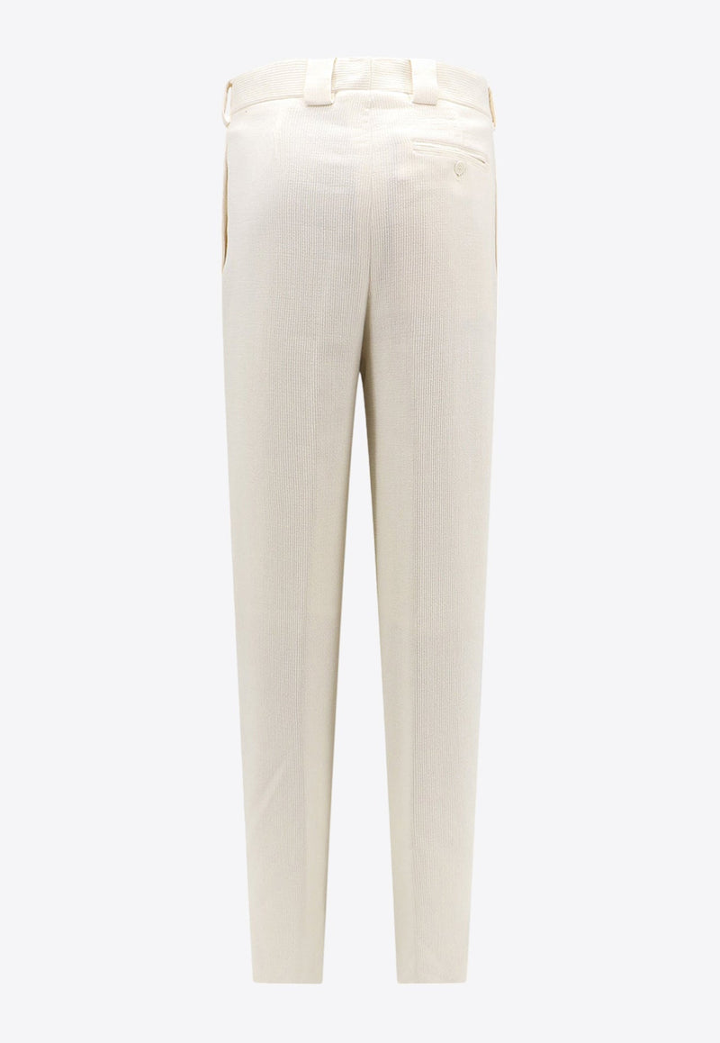 Ribbed Viscose-Blend Pants