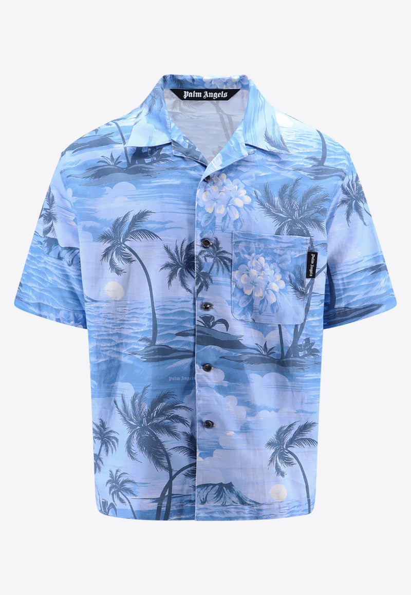 Sunset Print Short-Sleeved Shirt