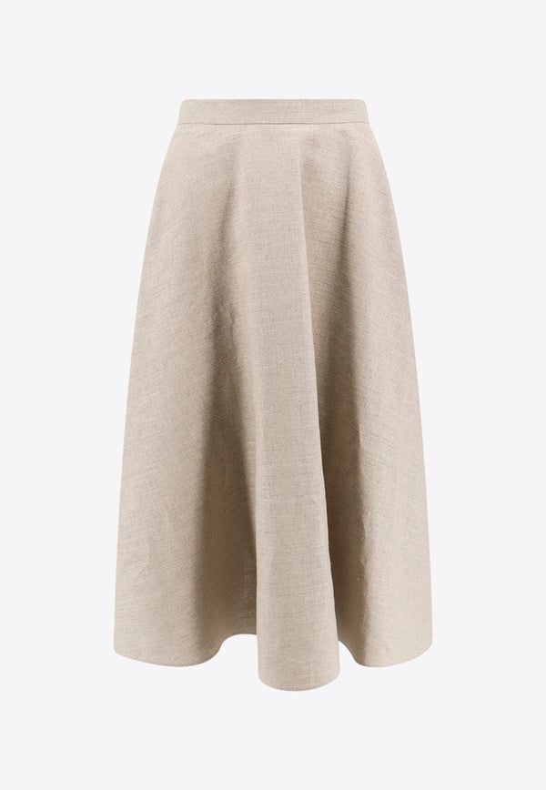 A-Line Canvas Midi Skirt