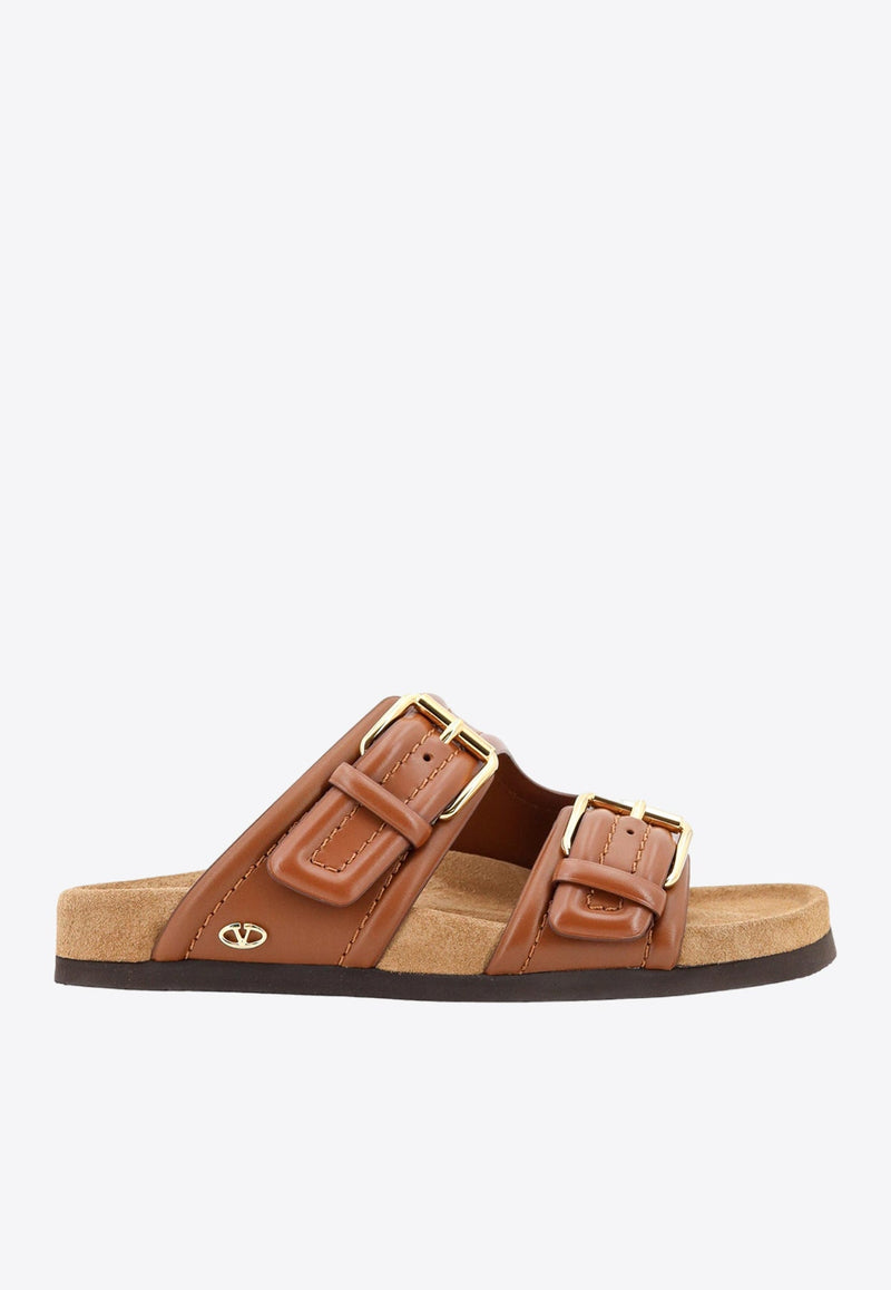 Double Straps Leather Sandals