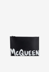 Graffiti Logo Print Pouch Bag