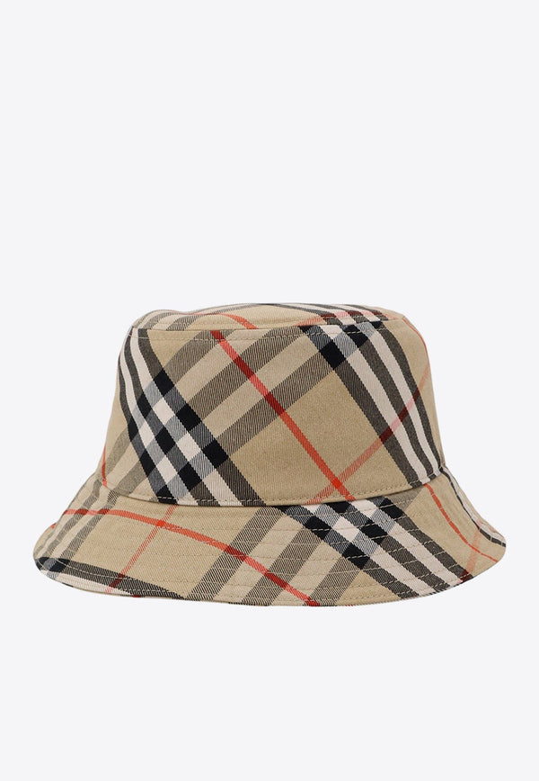 Checked EDK-Embroidered Bucket Hat