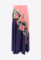 Floral Print Flared Midi Skirt