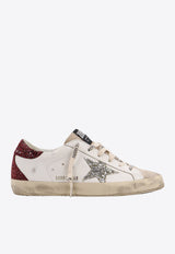 Super-Star Distressed Leather Sneakers with Glittered Star